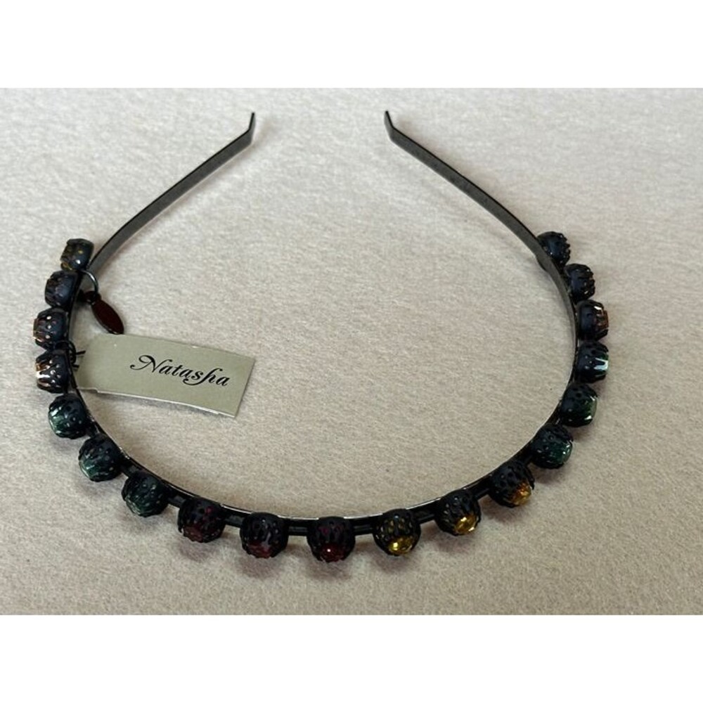 Gunmetal Multicolor Rhinestone Embellished Headband Sparkly Hair Accessory NWT